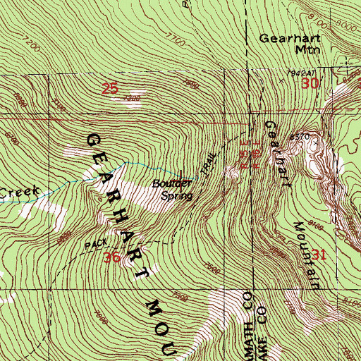Topographic Map of Boulder Spring, OR