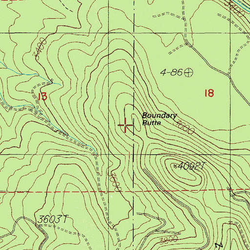 Topographic Map of Boundary Butte, OR