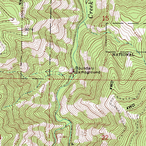 Topographic Map of Boundary Recreation Site, OR