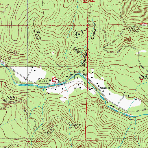 Topographic Map of Boundary Creek, OR