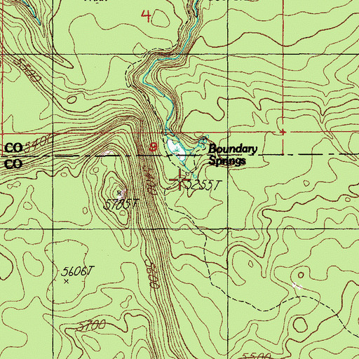Topographic Map of Boundary Springs, OR