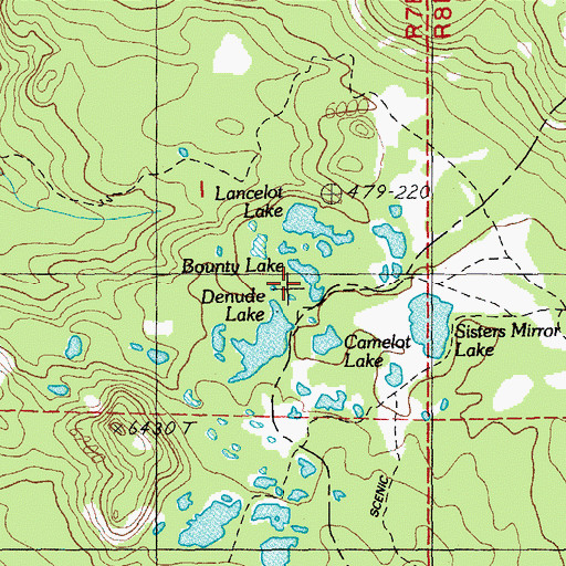 Topographic Map of Bounty Lake, OR