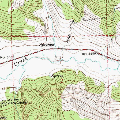 Topographic Map of Bowers Bridges Creek, OR