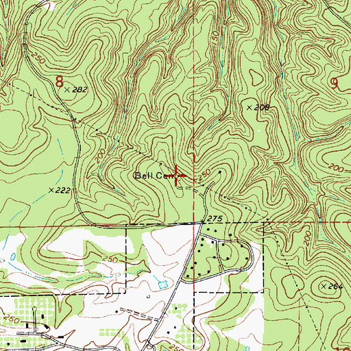 Topographic Map of Bell Cemetery, AL