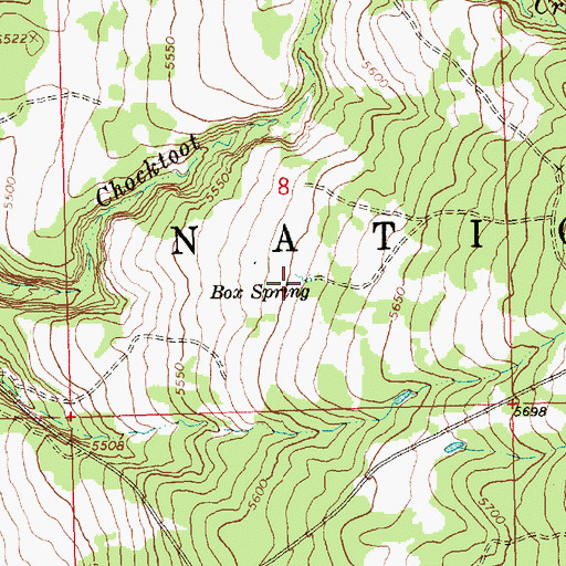 Topographic Map of Box Spring, OR