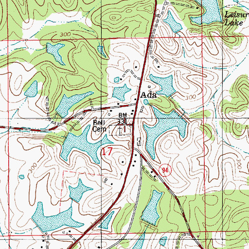 Topographic Map of Bell Cemetery, AL