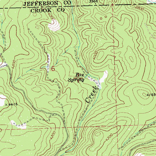 Topographic Map of Box Spring, OR