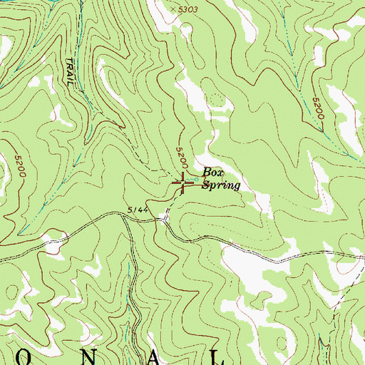 Topographic Map of Box Spring, OR