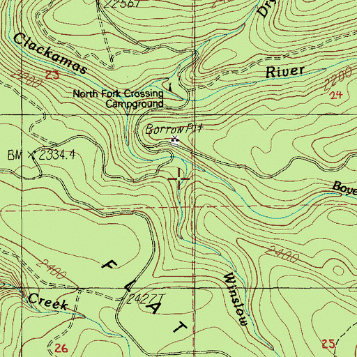 Topographic Map of Boyer Creek, OR