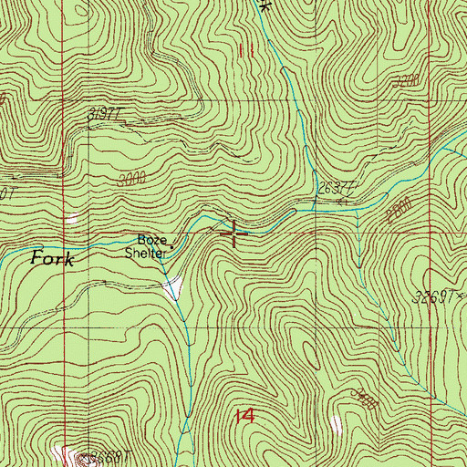 Topographic Map of Boze Shelter, OR