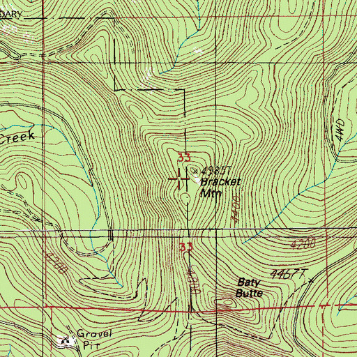 Topographic Map of Bracket Mountain, OR