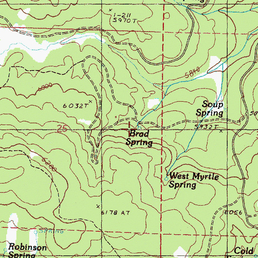 Topographic Map of Brad Spring, OR