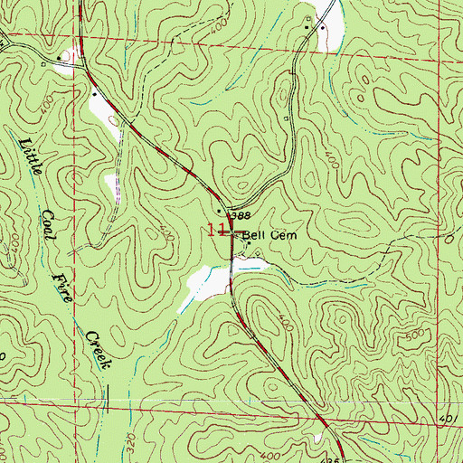 Topographic Map of Bell Cemetery, AL