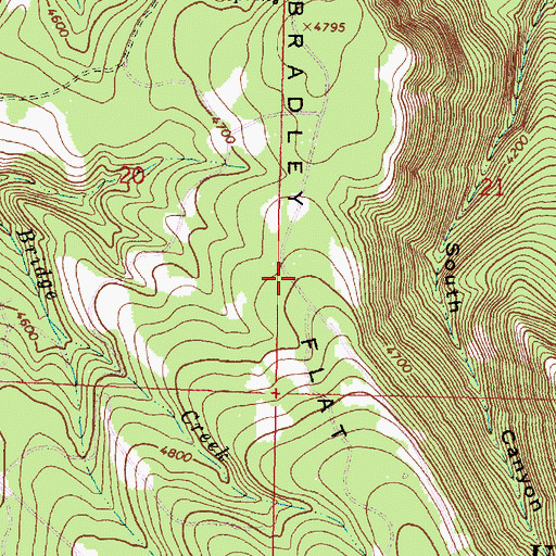 Topographic Map of Bradley Flat, OR