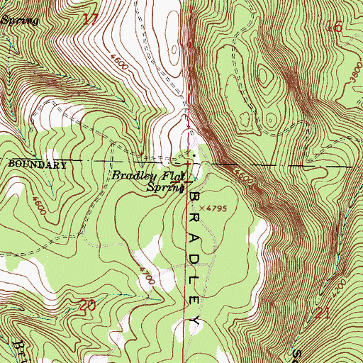 Topographic Map of Bradley Flat Spring, OR