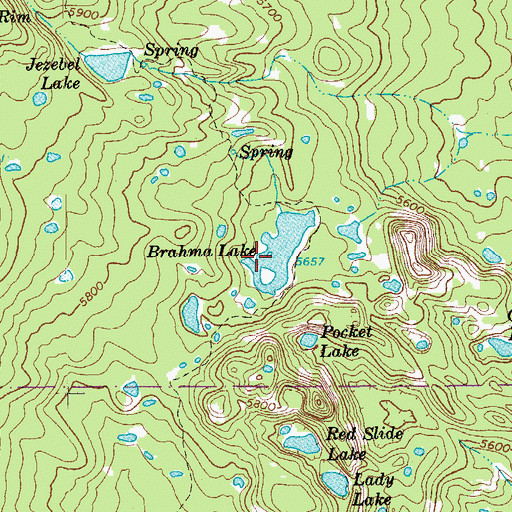 Topographic Map of Brahma Lake, OR