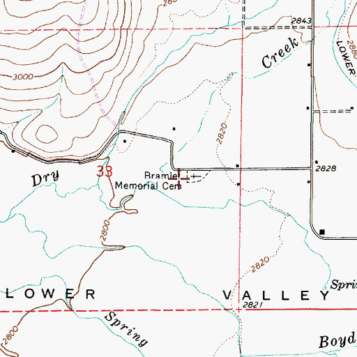 Topographic Map of Bramlet Memorial Cemetery, OR