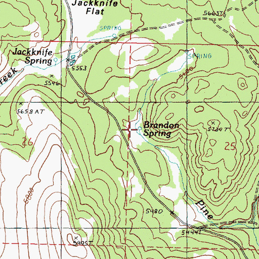 Topographic Map of Brandon Spring, OR