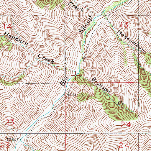 Topographic Map of Branson Creek, OR
