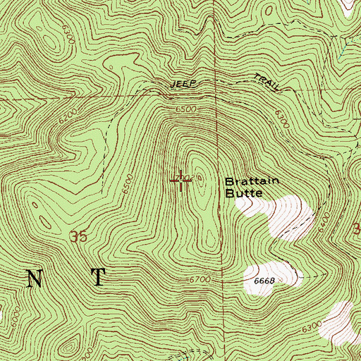 Topographic Map of Brattain Butte, OR