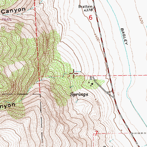 Topographic Map of Brattain Canyon, OR