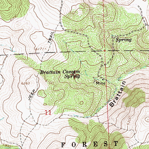 Topographic Map of Brattain Canyon Spring, OR