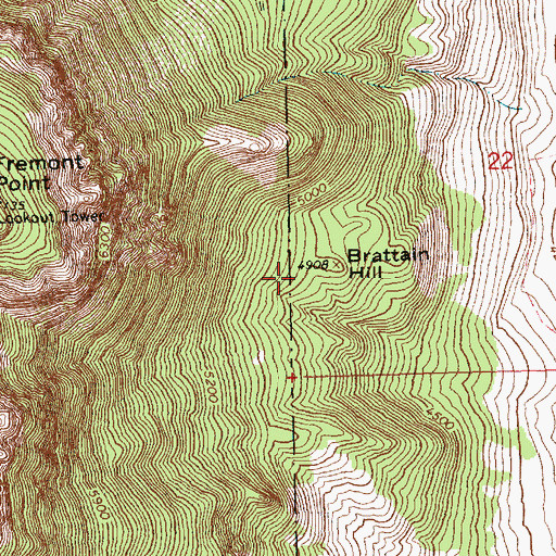 Topographic Map of Brattain Hill, OR