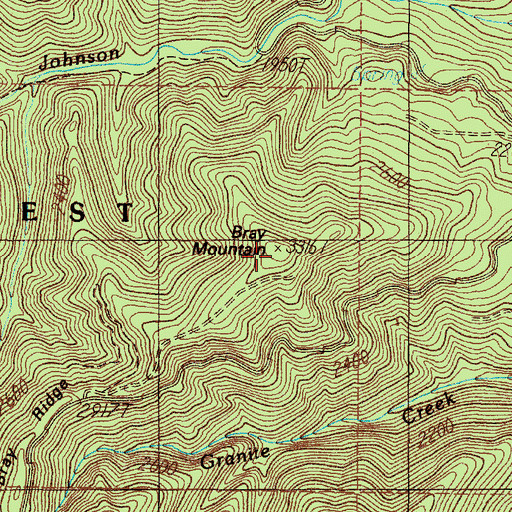 Topographic Map of Bray Mountain, OR