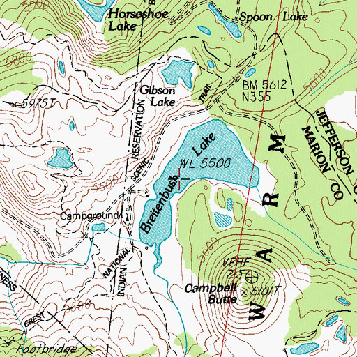 Topographic Map of Breitenbush Lake, OR