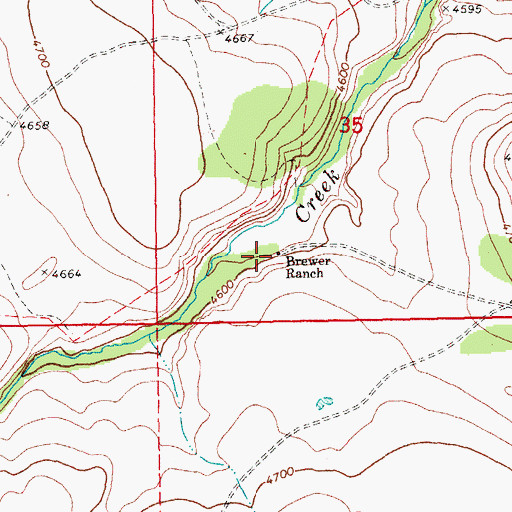 Topographic Map of Brewer Ranch, OR