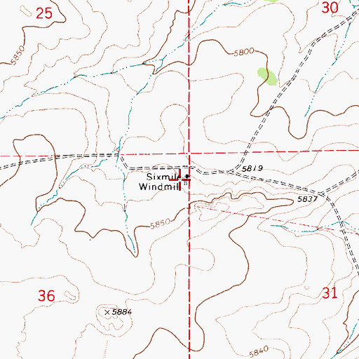 Topographic Map of Sixmile Windmill, AZ