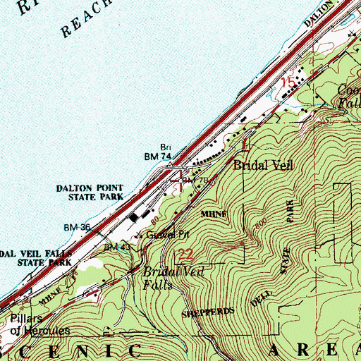 Topographic Map of Bridal Veil, OR