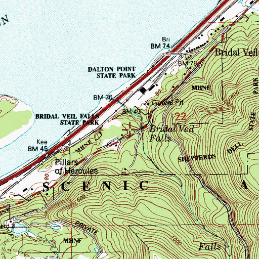 Topographic Map of Bridal Veil Falls, OR
