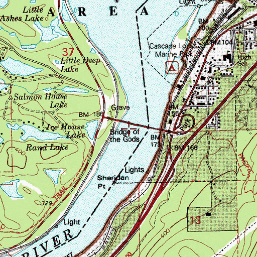 Topographic Map of Bridge of the Gods, OR