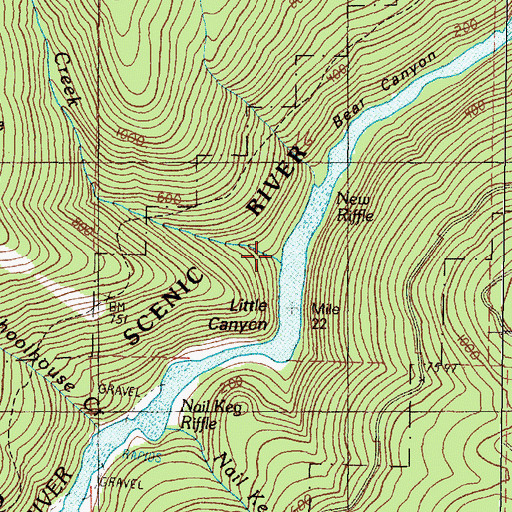 Topographic Map of Bridge Creek, OR