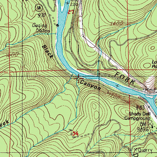 Topographic Map of Bridge Creek, OR