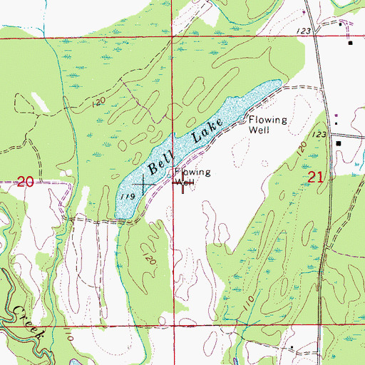 Topographic Map of Bell Lake, AL