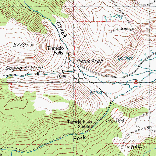 Topographic Map of Bridge Creek, OR