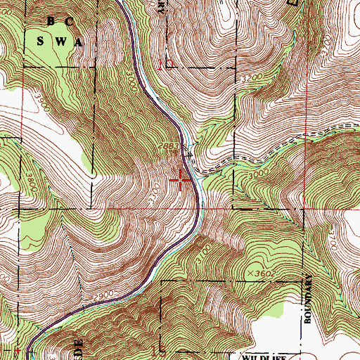 Topographic Map of Bridge Creek, OR
