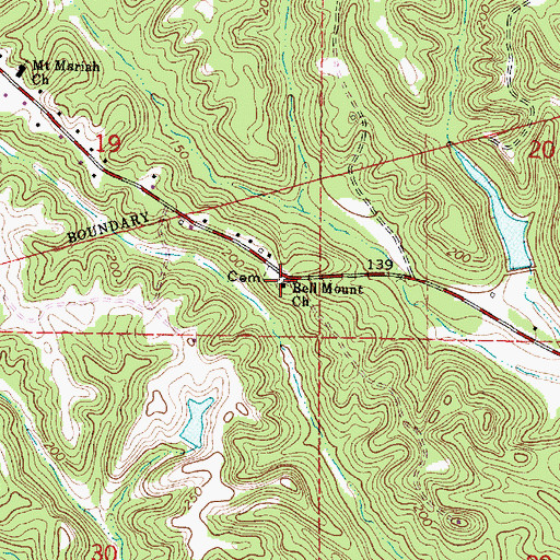 Topographic Map of Belmount Methodist Church, AL