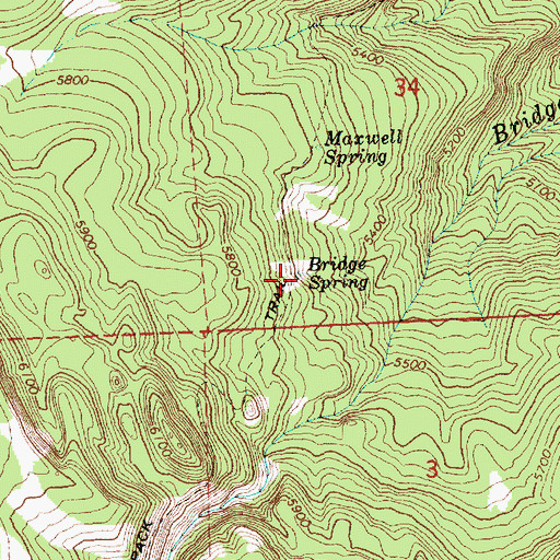 Topographic Map of Bridge Spring, OR