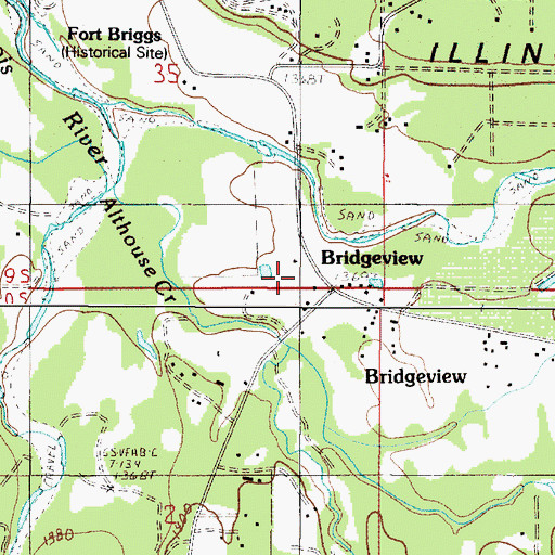 Topographic Map of Bridgeview, OR