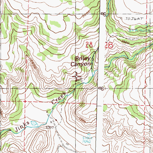 Topographic Map of Briley Canyon, OR