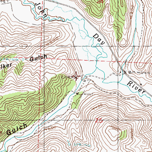 Topographic Map of Brisbois Gulch, OR