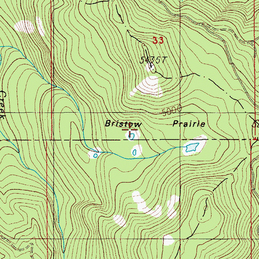 Topographic Map of Bristow Prairie, OR