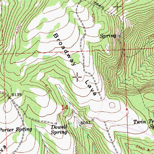 Topographic Map of Broadway Lava, OR