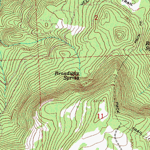 Topographic Map of Broadway Spring, OR