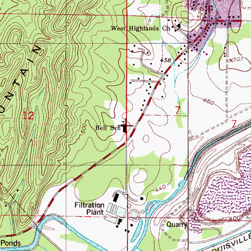 Topographic Map of Bell School, AL