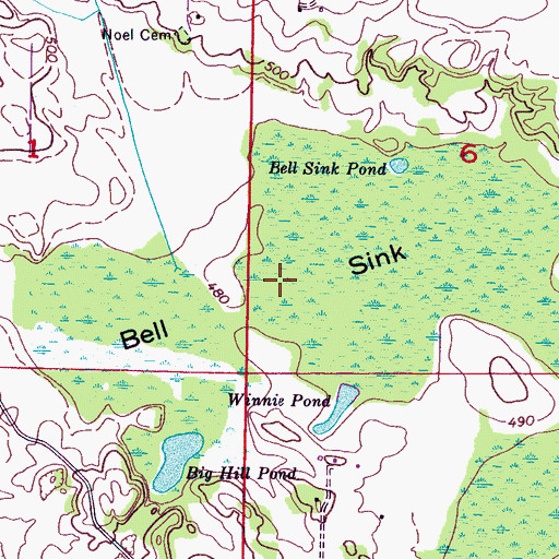 Topographic Map of Bell Sink, AL