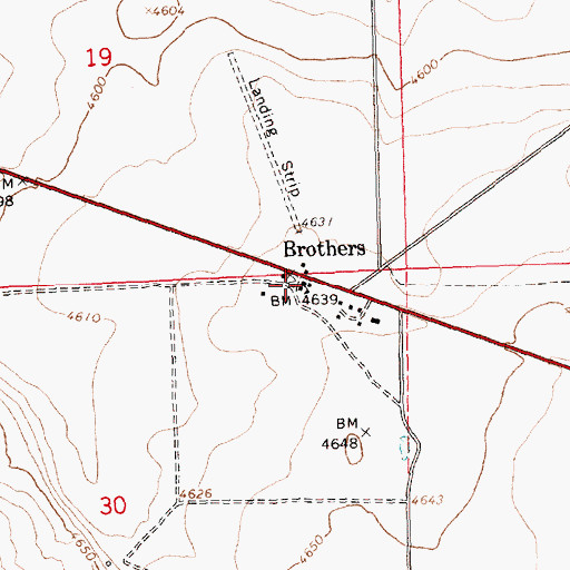 Topographic Map of Brothers, OR
